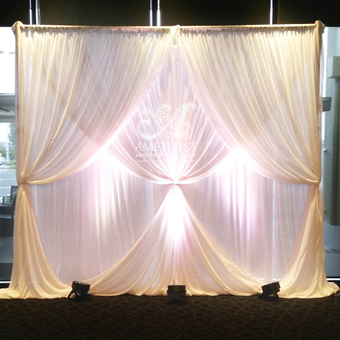 2 Layer Curtain Ties Wedding Backdrop (with lights) - $POA